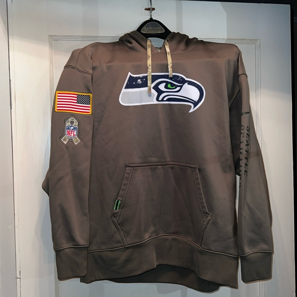 Nike Seattle Seahawks olive green support our troops hoodie